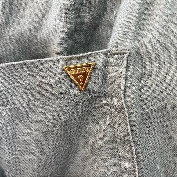 [xs] Guess Y2K Wide Leg Grey Line Drawstring Relaxed Low Rise Beach Pant - Picture 6 of 9